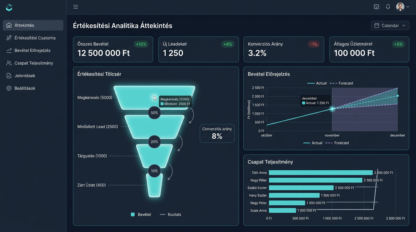 AI-alapú Ügyfélkapcsolat-kezelő Rendszer (CRM) — Analitika és forecast