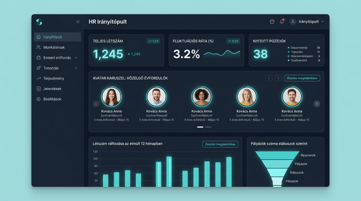 Komplex Humán Erőforrás Menedzsment Rendszer (HRM) — HR dashboard