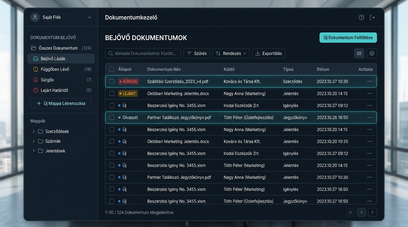Digitális Iratkezelő és Dokumentum-menedzsment Rendszer — Iktatási dashboard