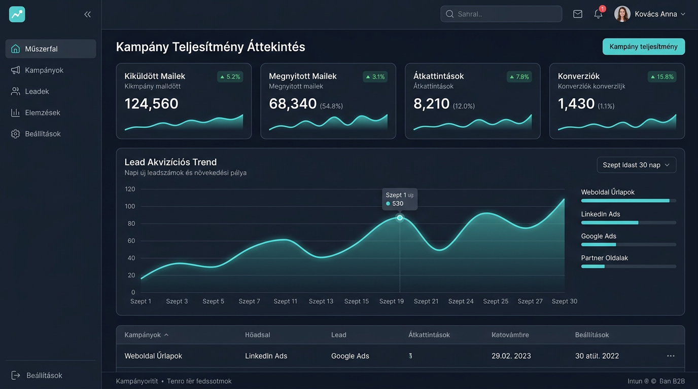 Integrált Online Marketing Automatizációs Rendszer — Marketing dashboard