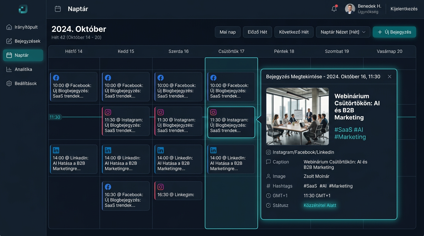 Integrált Online Marketing Automatizációs Rendszer — Social media tervező