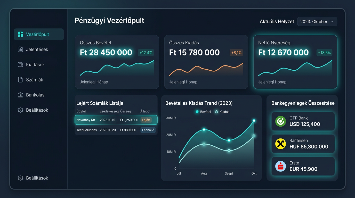 Pénzügyi és Számviteli Folyamatkezelő Rendszer — Pénzügyi dashboard