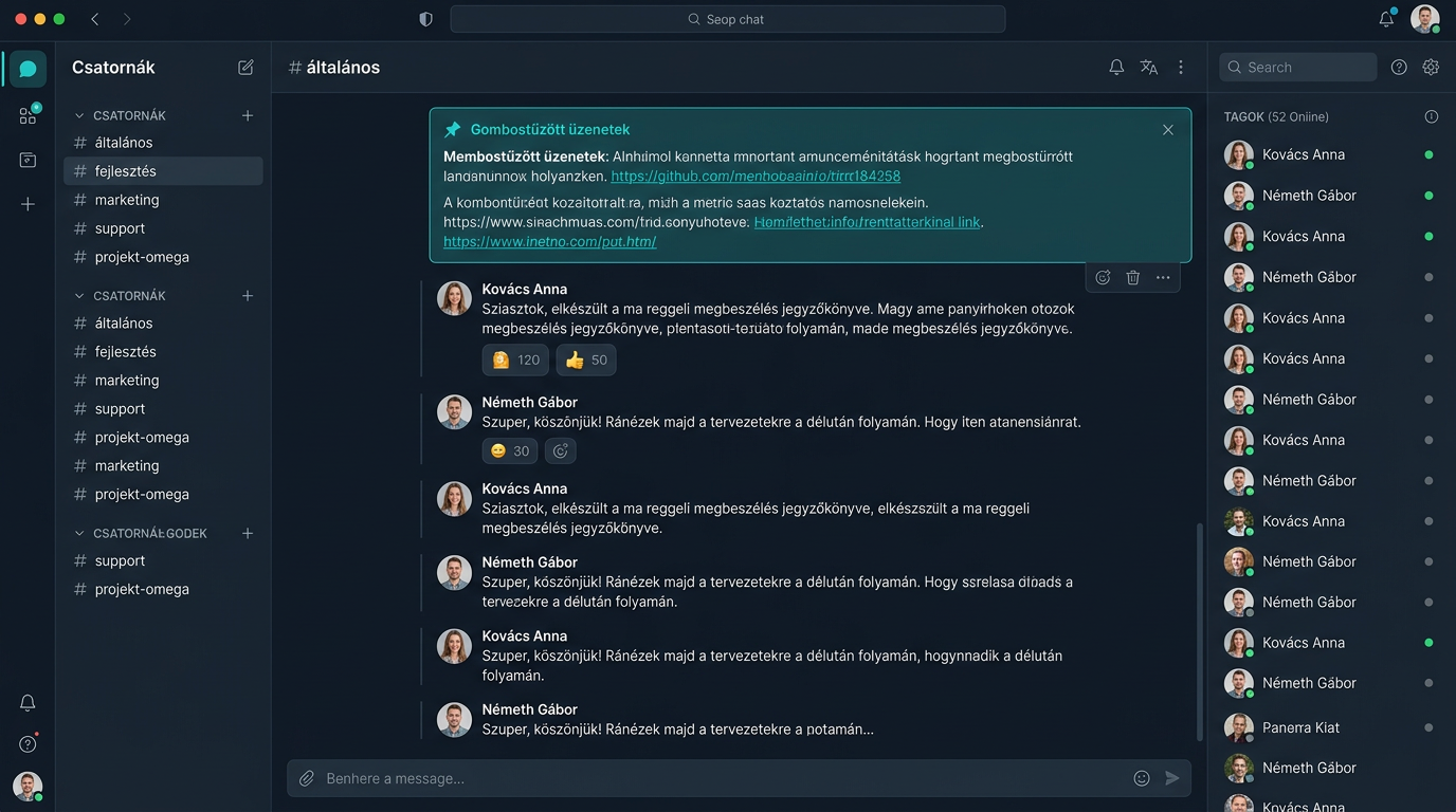 Táv- és Csoportmunka-támogató Együttműködési Platform — Csoportos chat